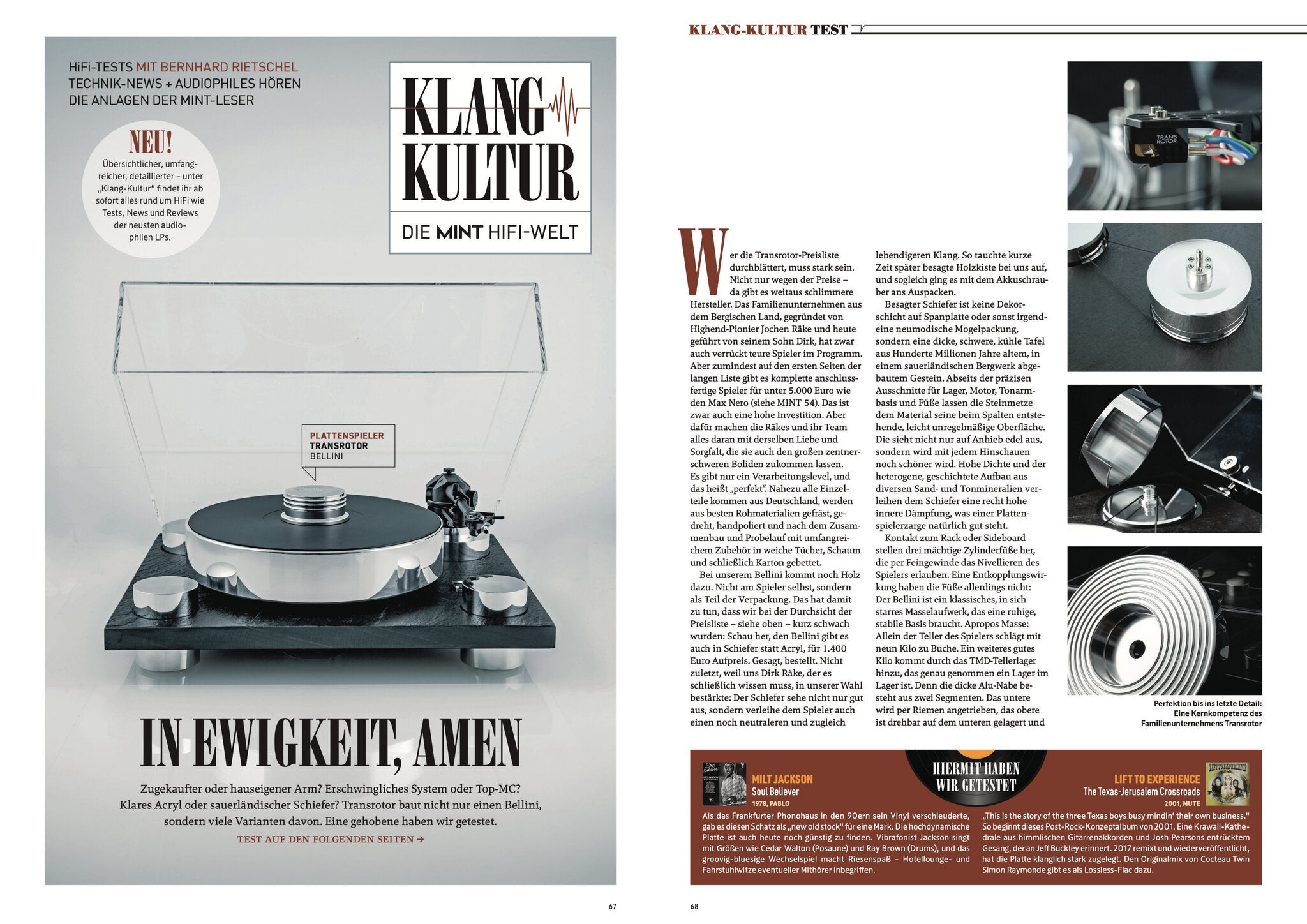MINT Nr. 084 Opener Doppelseite HiFI mit Plattenspieler Transrotor Bellini