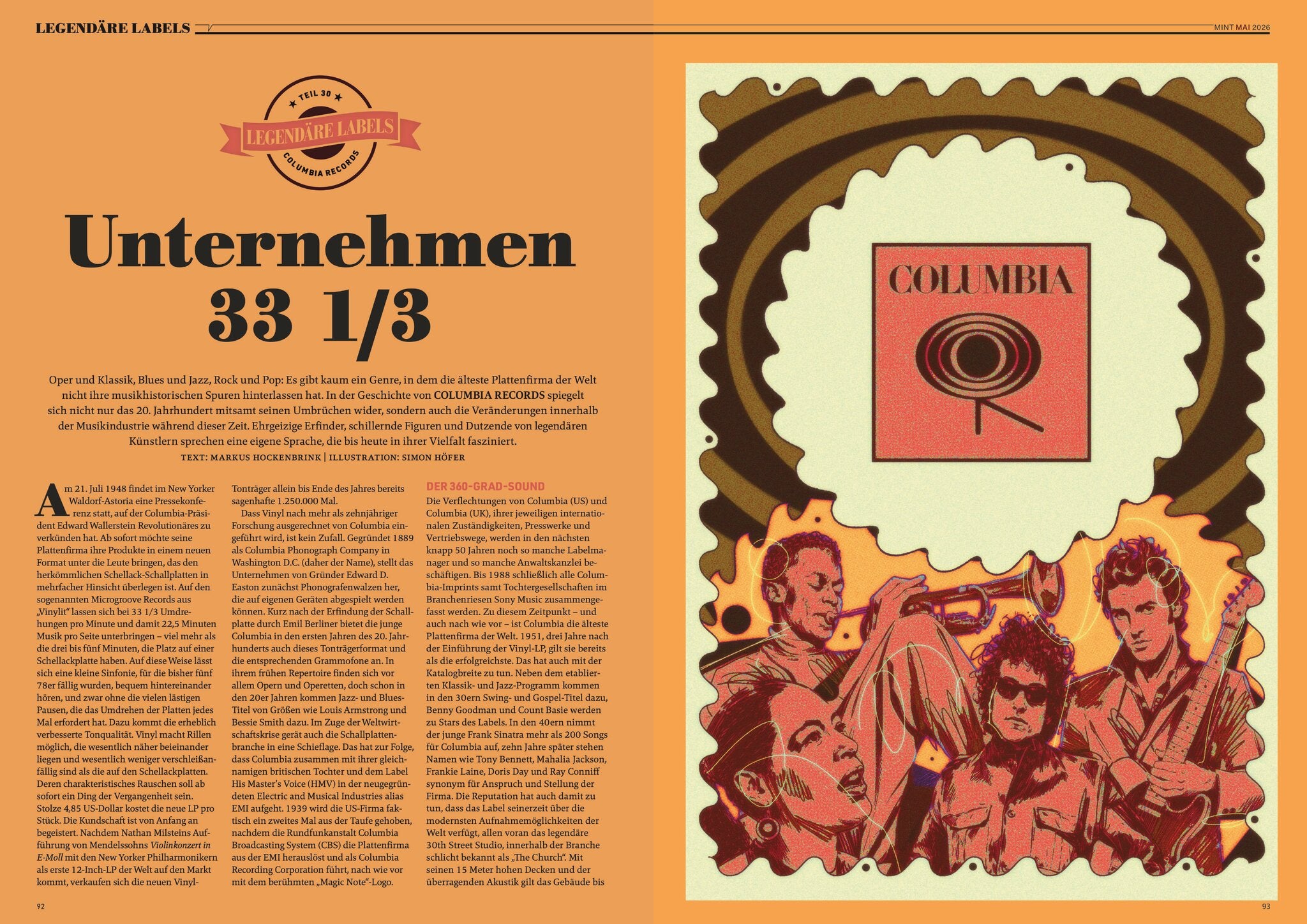 MINT Nr. 084 Opener Doppelseite legendäre Labels Columbia Records
