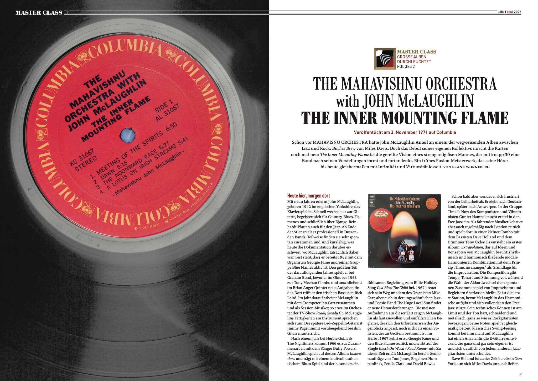 MINT Nr. 084 Opener Doppelseite Master Class Mahavishnu Orchestra with John McLaughlin
