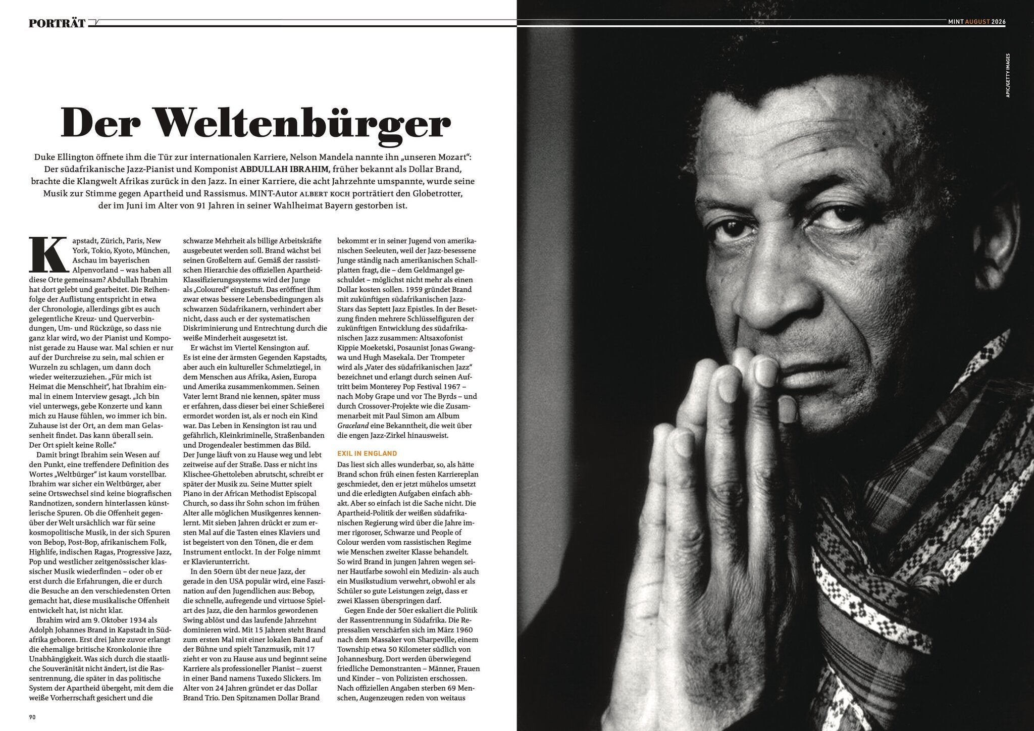 MINT Nr. 86 Doppelseite Porträt Abdullah Ibrahim