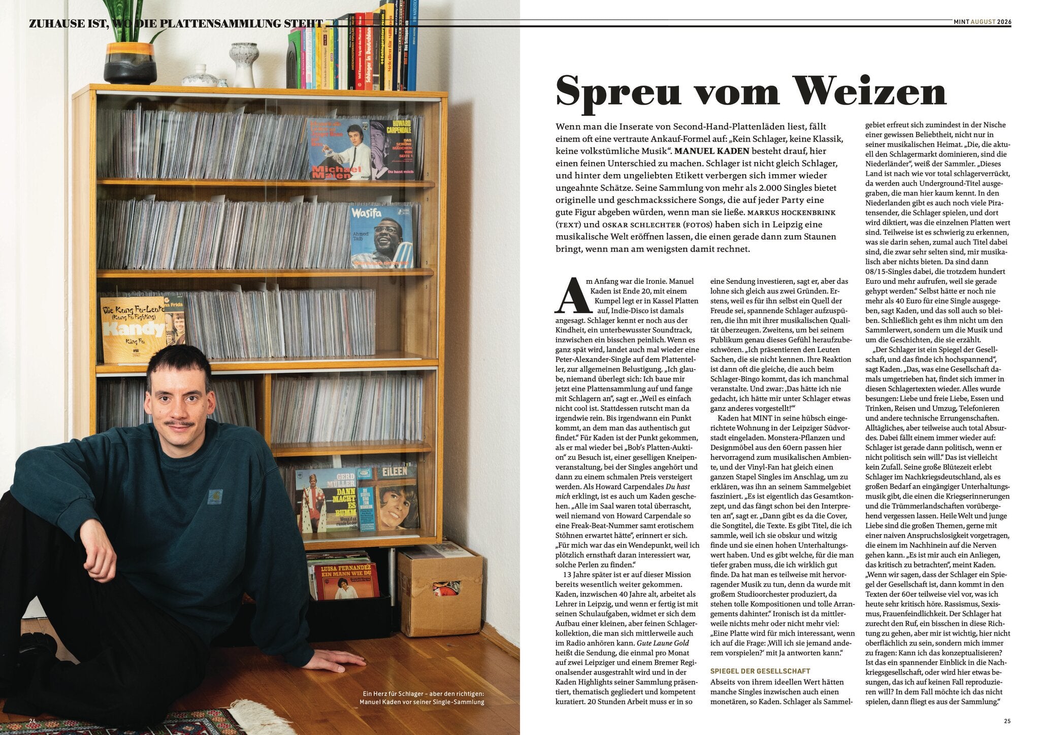 MINT Nr. 86 Doppelseite Zuhause ist, wo die Plattensammlung steht mit Manuel Kaden