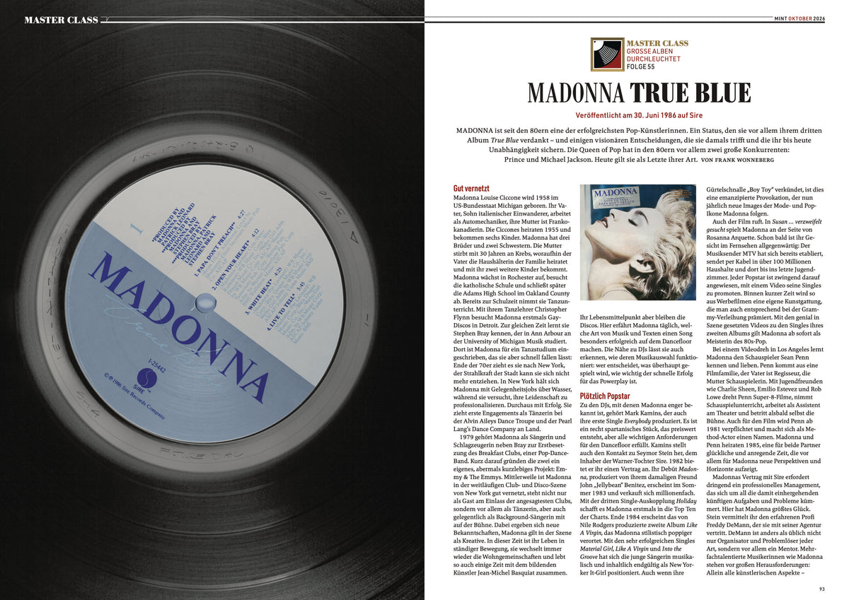 MINT Nr. 87 Doppelseite: Master Class „True Blue“ von Madonna